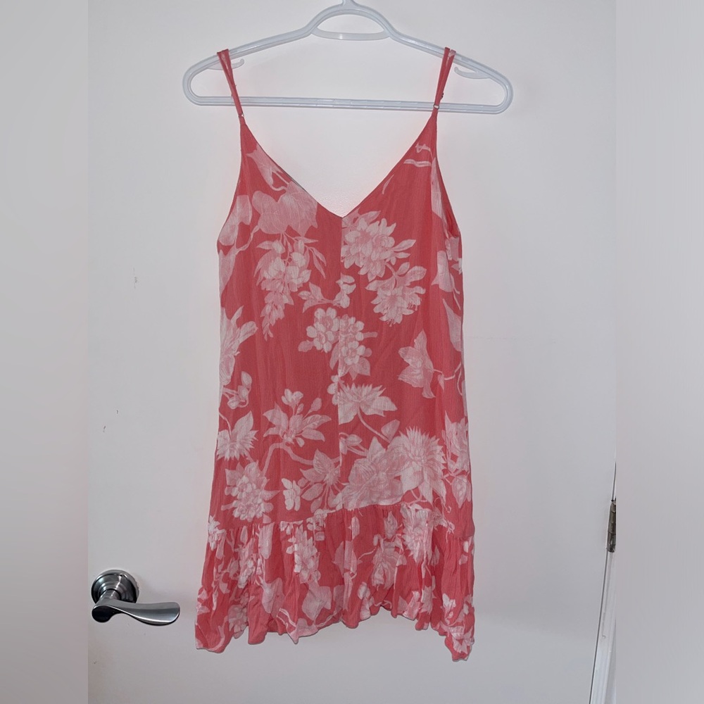 Lulus Coral Ruffled Shift Dress